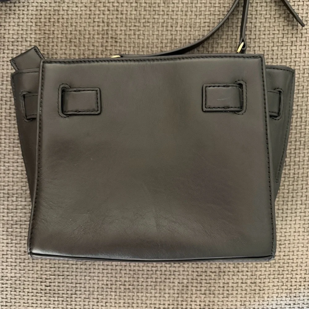 Black Leather Crossbody Michael Kors Hamilton Traveler Bag Gold Padlock Classic